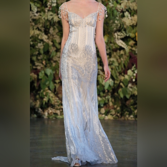 Claire Pettibone Florence Gothic Angel 2015 Vintage Couture Wedding Dress Size10 - Picture 3 of 16